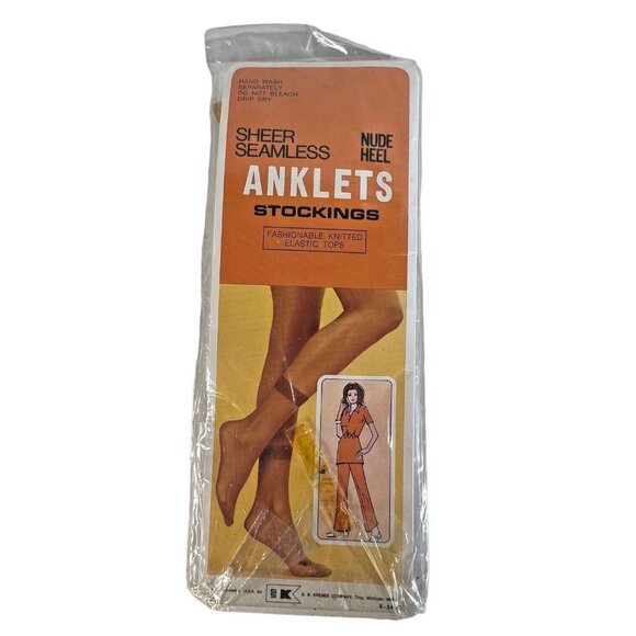 4 Pair Kmart Anklets Stockings Nylons Size 8.5-11 Sheer Seamless Brown Mist Tone - Picture 3 of 11